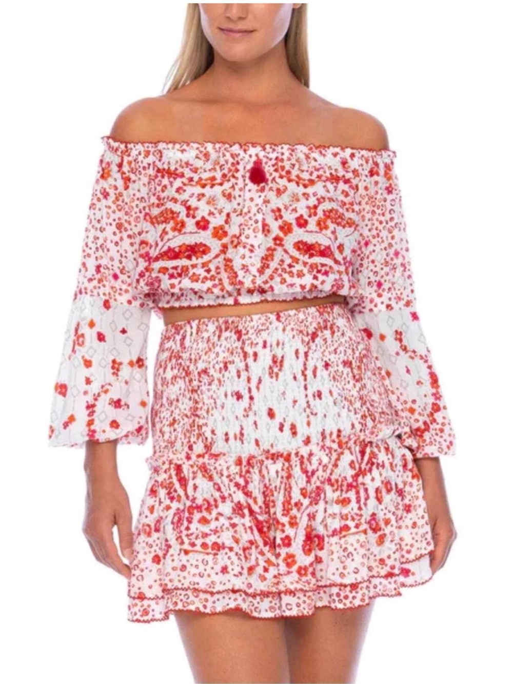 NWT Poupette St. Barth Rachel Georgette
Paisley Long Sleeve Crop Blouse Size L